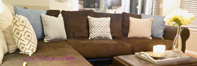 sometimes small things can really freshen up a space take my brown sofa in my family, home decor, living room ideas, Family room pillows updated
