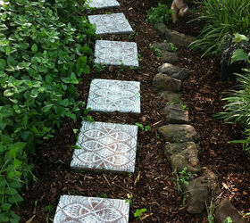 how to make lace like stepping stones, crafts, gardening, outdoor living, Such an easy project and YES you can do it Ordinary stepping stones turned into something beautiful will make you WANT to get out there and pull the weeds just to see the results