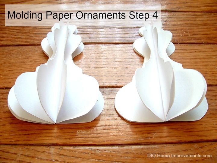 architectural molding inspired paper ornaments, crafts, seasonal holiday decor, woodworking projects, Two sets of 6 pieces