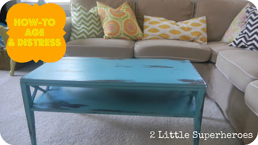 using vaseline to distress a coffee table, painted furniture, Coffee Table Makeover