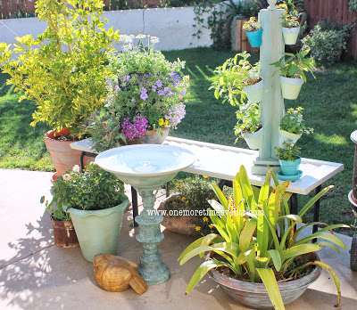 two lamps equals one birdbath, outdoor living, repurposing upcycling