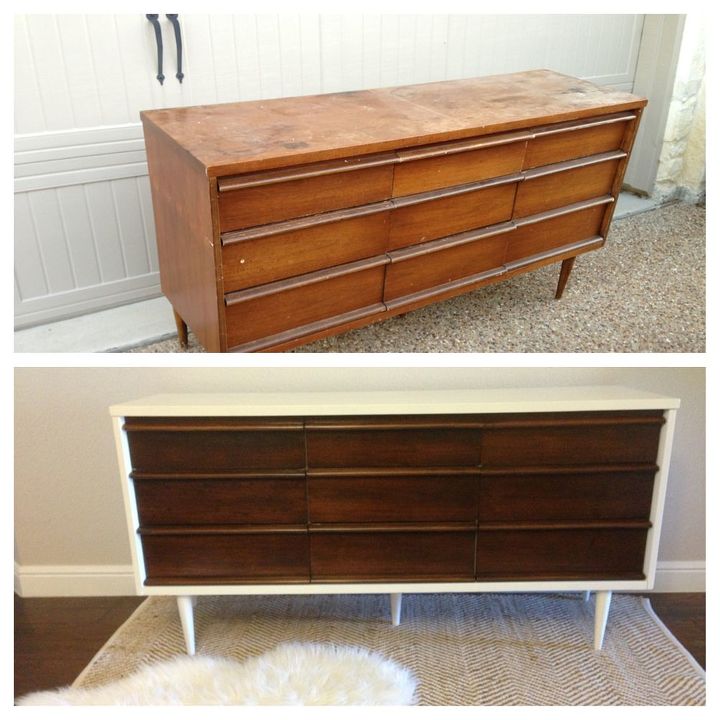 a midcentury two tone makeover, painted furniture, Before and After