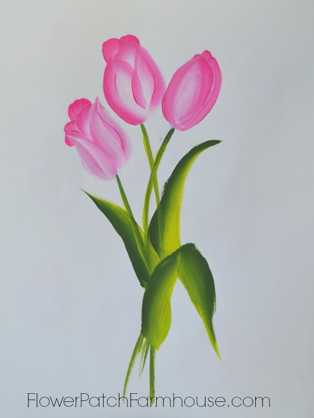 learn to paint tulips, crafts, painting, Paint a simple bouquet of tulips