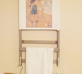 vintage beach chair to vintage beach inspired towel rack, diy, repurposing upcycling, woodworking projects, Since this photo I ve added two hangers to the back already had those