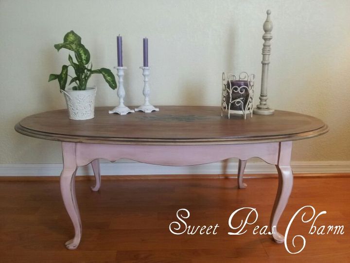 coffee table up cycle in pink, painted furniture, This is Miss Pink after I d finished with her and I am in love