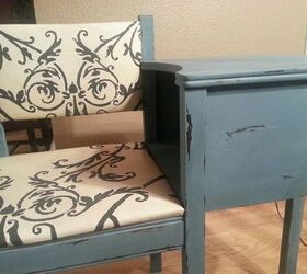 gossip table re design, chalk paint, painted furniture, details I think it looks like fabric right
