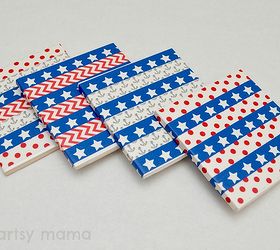 patriotic washi tape coasters, crafts