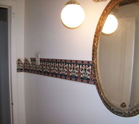 bathroom makeover turned into major bathroom remodel, bathroom ideas, diy, home decor, Hanging globe lighting and mirrored in wall medicine cabinet with ugly border was so outdated