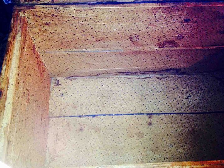 help debating if i should let old lining stay or line with decoupage, This is the bottom No cracks just some water spots
