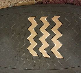 chevron coffee table, chalk paint, painted furniture, Used a cutout homemade stencil printed from a pattern online
