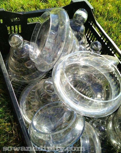 torres de arte de jardn de vidrio reciclado, Destinados a la papelera de reciclaje