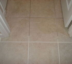 sealer to get tile floor and wall grout clean, bathroom ideas, home maintenance repairs, tile flooring, tiling, Half the floor before Grout Shield and after