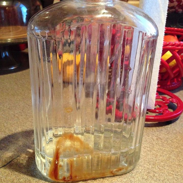 getting stain out of an old bottle, cleaning tips, repurposing upcycling