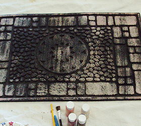 i painted my back door mat, painting, Before is all sun and feet wiping faded