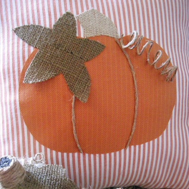 pumpkin pillow for fall from old shirts, crafts, repurposing upcycling, seasonal holiday decor, Add some pumpkin y extras and you have a pumpkin pillow