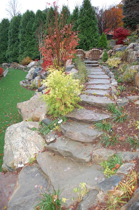 got hill no problem, outdoor living, patio, ponds water features, stone steppers