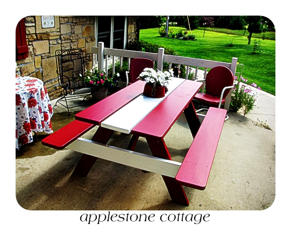 decrepit old picnic table gets a brand new look, diy, painted furniture, woodworking projects
