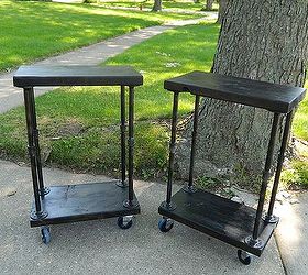 plumbing pipe wood rolling side tables, diy, painted furniture, repurposing upcycling, woodworking projects