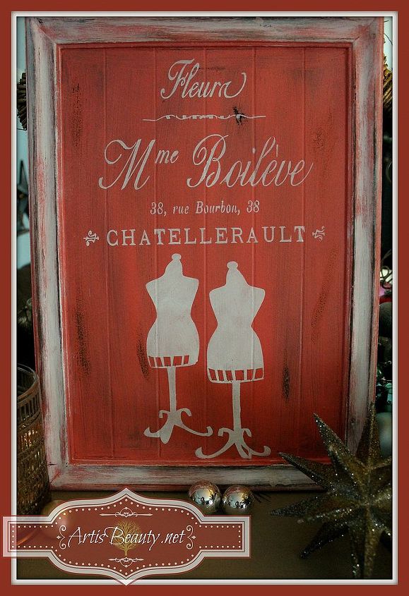 french invoice mme boileve sign made from free cupboard door diy, crafts, repurposing upcycling, The finished French Invoice Sign