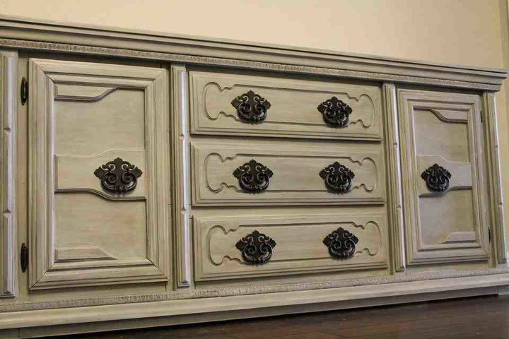 weathere gray dresser, chalk paint, painted furniture, After