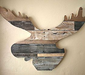 reclaimed wood moose head, home decor, pallet, woodworking projects, Distressed wood mooshead
