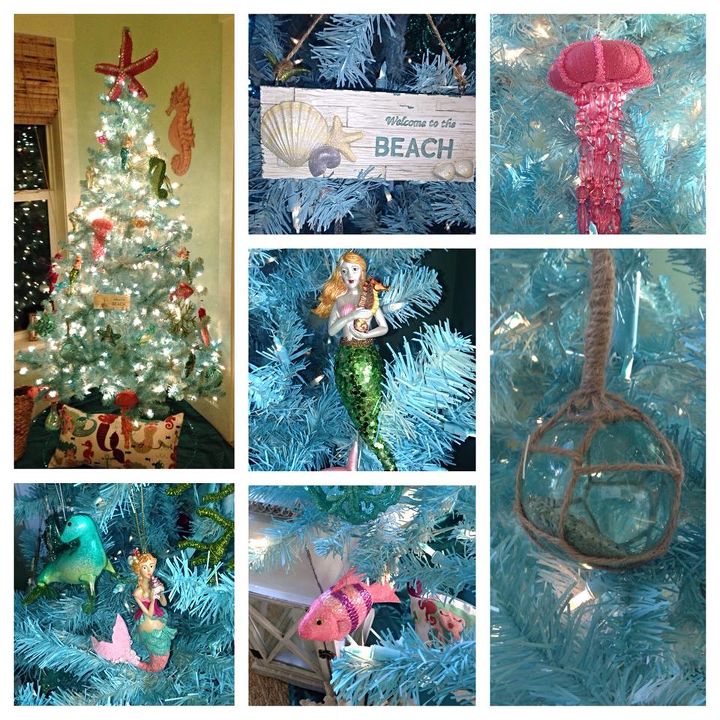 rboles de navidad costeros y arboles de navidad de playa envios de lectores, rbol de Navidad azul con adornos playeros caprichosos