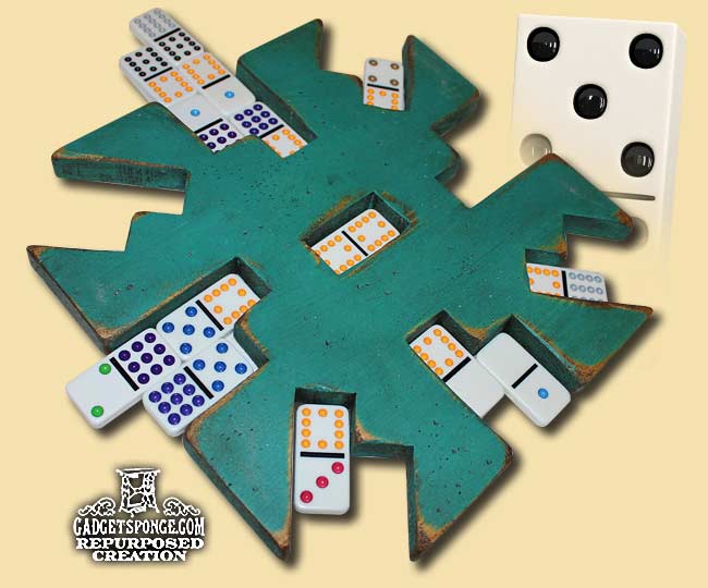 dominoes mexican train and chicken foot center starter hubs, repurposing upcycling, woodworking projects