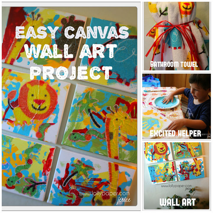 turn a bath towel into coordinated wall art and it s kid friendly, crafts