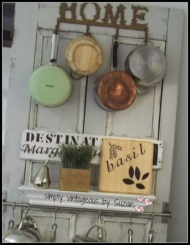 repurposing vintage doors, home decor, repurposing upcycling, a little bit of color in my all black and white kitchen