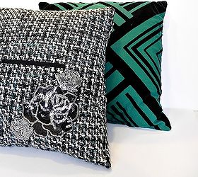 embellished throw pillow, crafts, Looks great with my Goodwill pillow too