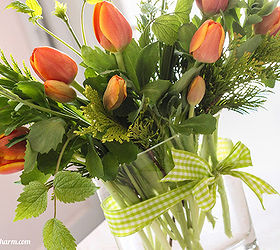 bouquets on a budget create beautiful flower arrangements for 5 and greens from, crafts, Have you ever noticed those beautiful bunches of tulips at the grocery store but sure what to do with them For 5 bring them home and add some greens from your own yard to make them really sing
