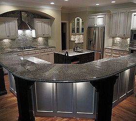 wow what a change for this kitchen, home decor, home improvement, kitchen backsplash, kitchen design, kitchen island, We loved the color so much we though we would infuse some columns and arches to add interest and allowed us to enlarge the bar top