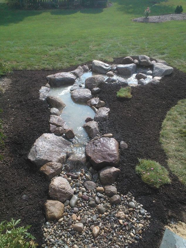 before after pondless waterfall build, landscape, ponds water features