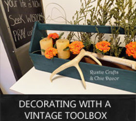 vintage toolbox centerpiece, home decor, I had to paint the toolbox a gem green for the wedding but still played around with a centerpiece design