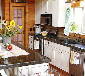 summer kitchen in a rustic log home, go green, home decor