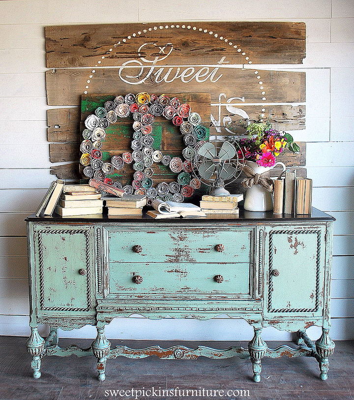 milk painted antique buffet, painted furniture