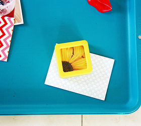 diy baking sheet magnet board, crafts, repurposing upcycling, I love this bright blue color It really makes the magnets and cards pop