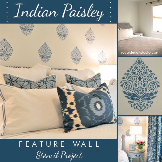 stencil a perfectly pretty indian paisley wall pattern, painting, wall decor, Stenciling a feature wall with our Indian Paisley Wall Motif