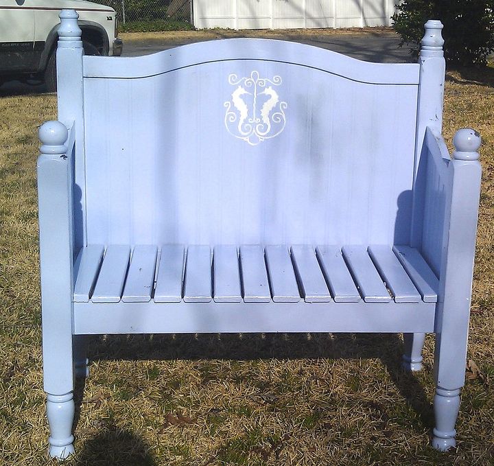 upcycled bed to bench, painted furniture, repurposing upcycling