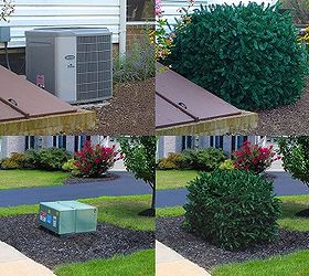 backyard landscaping secrets, Hide Your Problem Areas The backyard is the place to stash extra stuff like garden hoses and AC units But don t let those eye sores stress you out Just cover them up with hedges and storage bins that double as outdoor benches