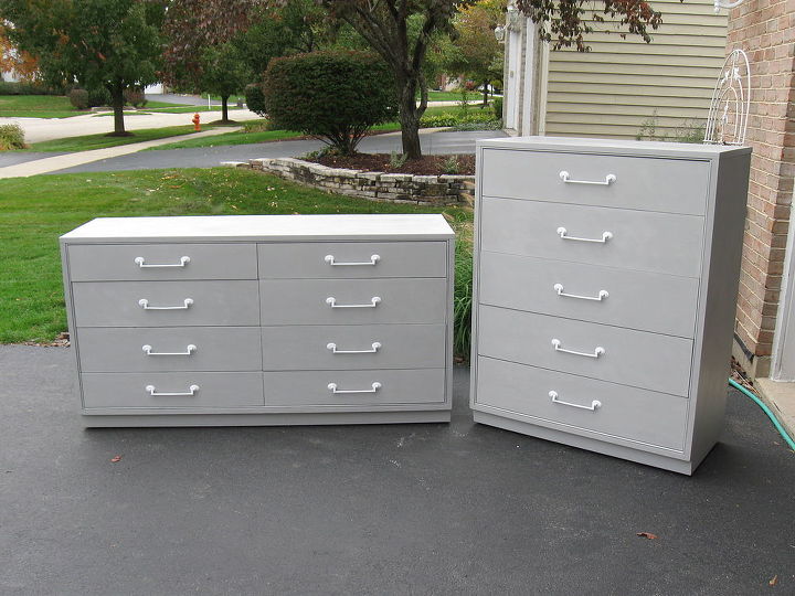 vintage 8 drawer dresser and 5 drawer chest beach coastal look, chalk paint, painted furniture