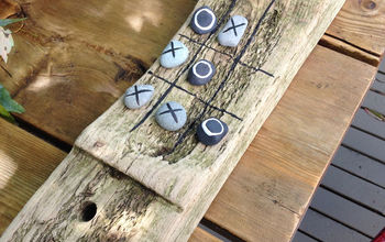 Tic Tac Toe Driftwood and Pebble Board Game