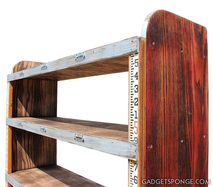 custom industrial bookcase with surveyor s stick, shelving ideas, woodworking projects