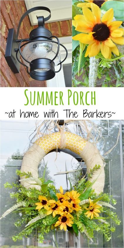 summer porch including diy sunflower wreath and new lantern lights, porches
