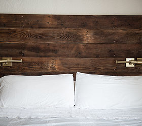 reclaimed barn wood headboard and shelves, home decor, shelving ideas