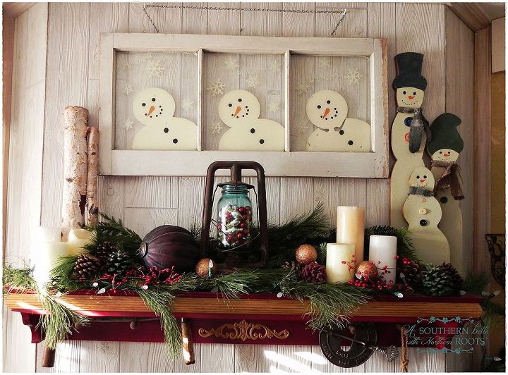 christmas decor, christmas decorations, crafts, mason jars, seasonal holiday decor, snowman mantle
