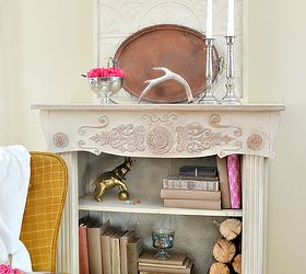 a old bookcase is updated to look like a fireplace, home decor