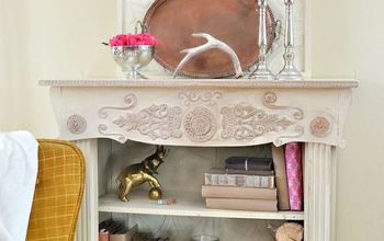 A old bookcase is updated to look like a fireplace!