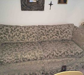 just in time for valentines day a cozy couch and rare red pottery ar, crafts, home decor, mason jars, painted furniture, seasonal holiday decor, valentines day ideas, Look at how beautiful my 40 00 sofa is