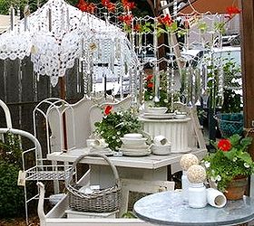 garden chandelier made from wire garden fencing, crafts, outdoor living, repurposing upcycling, Outdoor chandeliers made from wire garden fencing resin crystals and test tubes